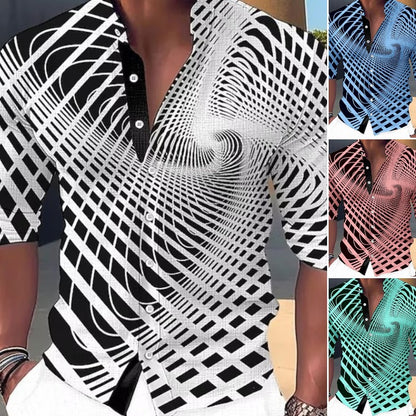 👔【S-6XL】 3D geometrikus mintás férfi ing