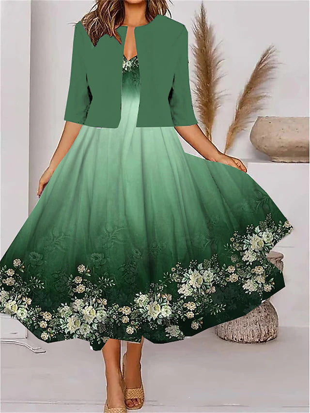 🎀👗【S-3XL】 Elegancka sukienka + dwuczęściowy zestaw z krótkim płaszczem
