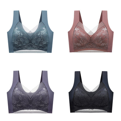 🥰【1 komplet 4 sztuki】👙【40-110 KG】Damski wygodny, bezszwowy koronkowy biustonosz
