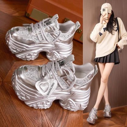 【35-40】Modne buty sportowe na grubej podeszwie, jesień 2025 - wzrost 10 cm
