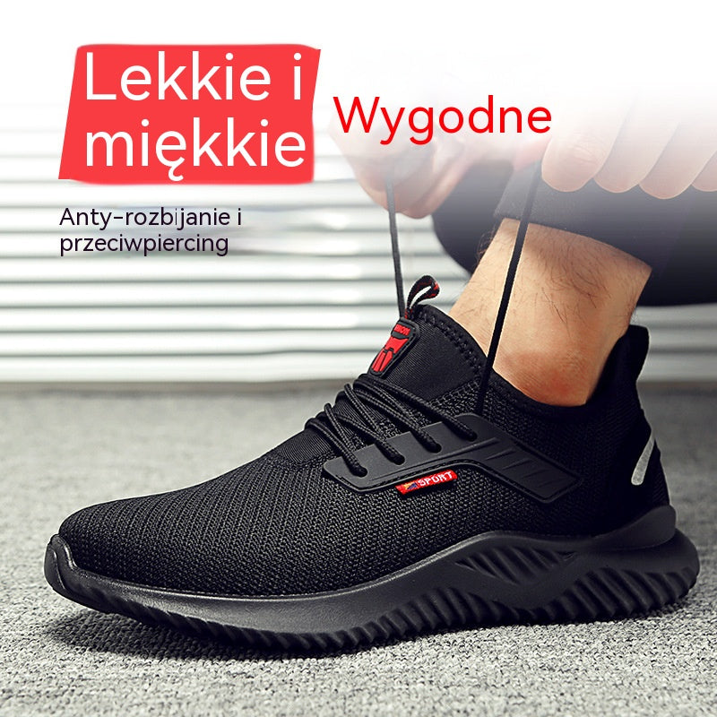 【36-46】Odporne na uderzenia i przebicia stalowe noski, lekkie, antypoślizgowe, odporne na zużycie buty robocze/obuwie ochronne Flyknit