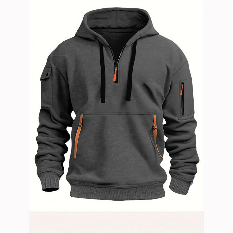 【S-5XL】Męska sportowa bluza z kapturem zapinana na zamek i wiele kieszeni