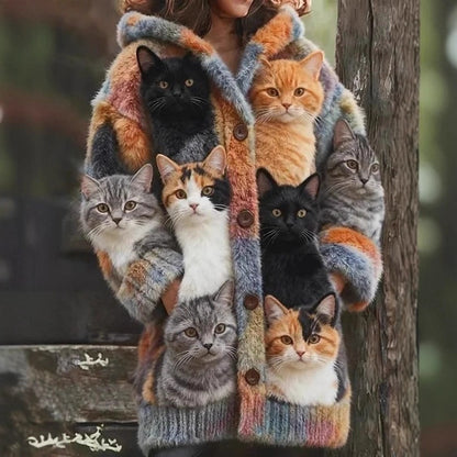 🐱🐶🐯【S-5XL】Urocza polarowa kurtka z kapturem i miękkim w dotyku materiałem