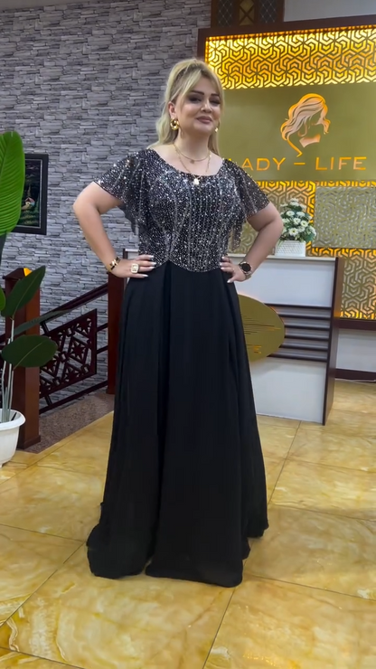 【S~5XL】Elegantné, dlhé dámske šaty s krátkym rukávom