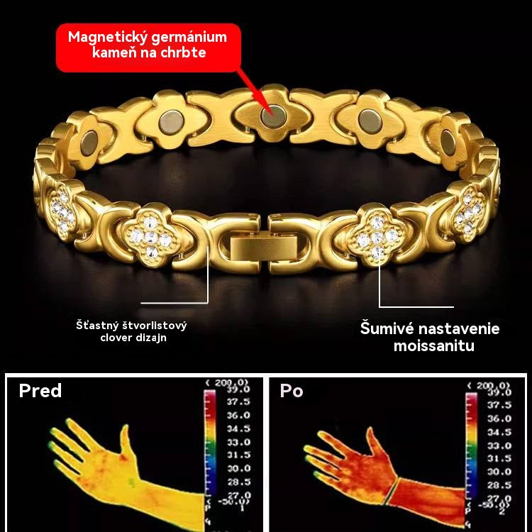 🎁【Kup 1, otrzymaj 1 gratis】✨Magnetyczna bransoletka z diamentami Clover – odkryj swój sekret łagodzenia stresu i poprawy samopoczucia dzięki magnesom