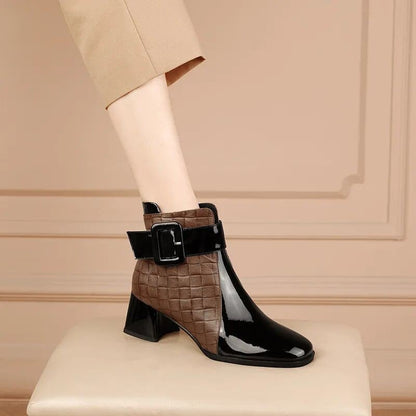 【35–40】👞 Ženski čevlji s kvadratasto konico s teksturo