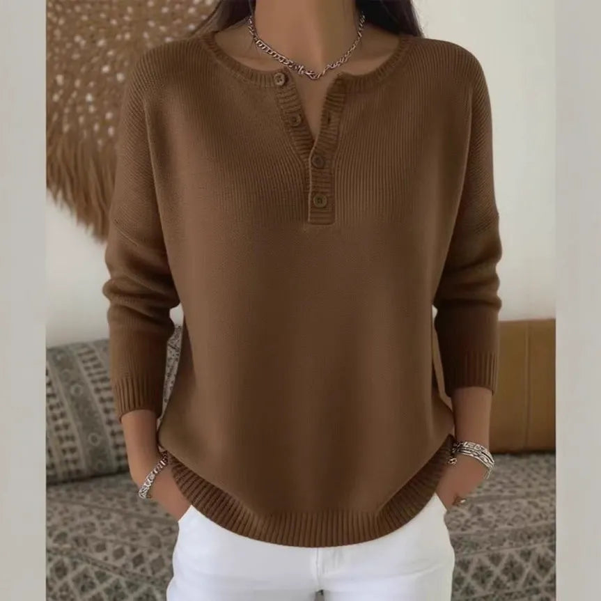 💟【S-3XL】Damski jednokolorowy sweter z dekoltem V, luźny i casualowy