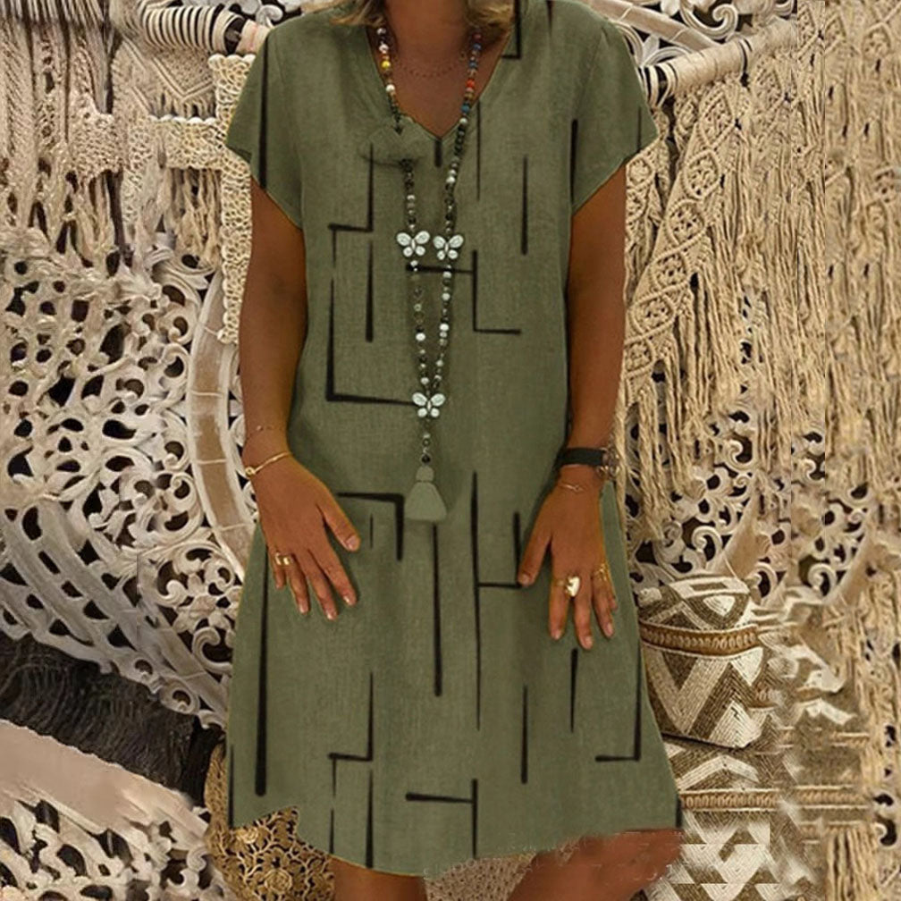 🛍️👗【S-5XL】Bavlnené šaty s výstrihom do V 