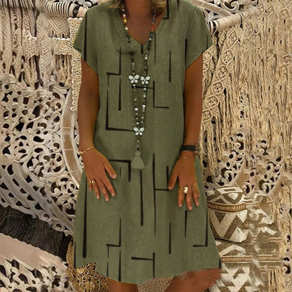 🛍️👗【S-5XL】Bavlnené šaty s výstrihom do V 