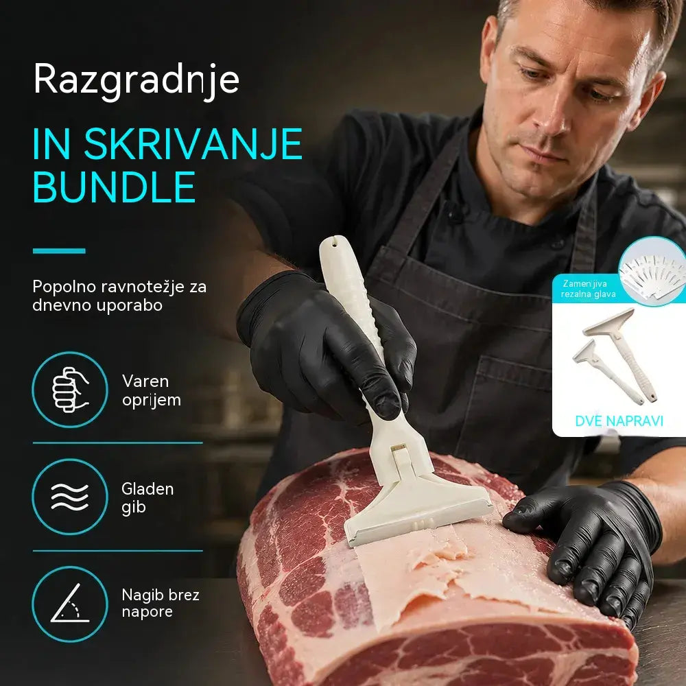 Profesionalni čistilec prašičje dlake, kopit in kože - ultra oster nož iz nerjavečega jekla, sponka za pritrditev in hitra menjava rezila (komplet 2 ročajev + 20 rezil) 🔪🐖✨