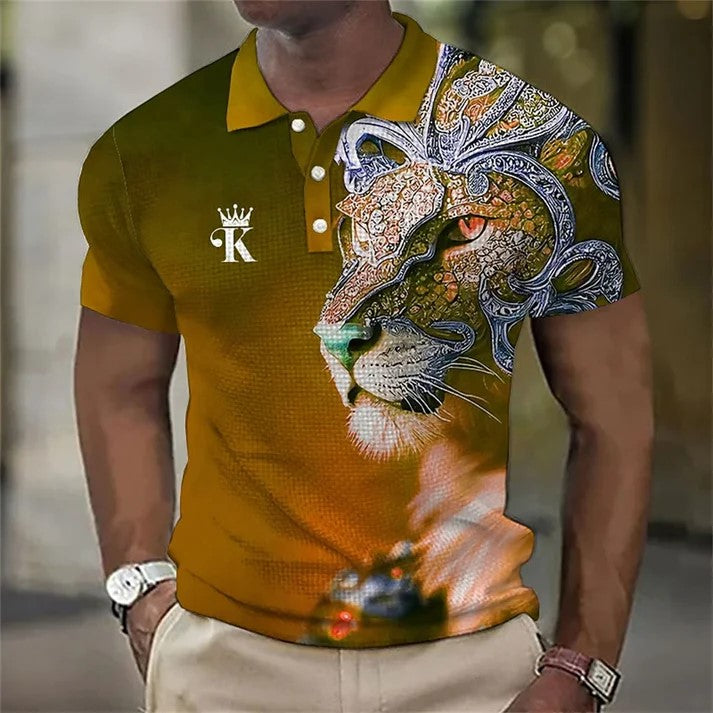🔥🔥【Korlátozott idejű ajánlat】3D oroszlán mintás férfi póló