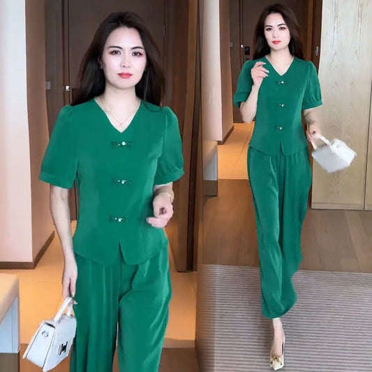 【M-4XL】👚2025 nowy swobodny i wygodny damski garnitur, top + spodnie
