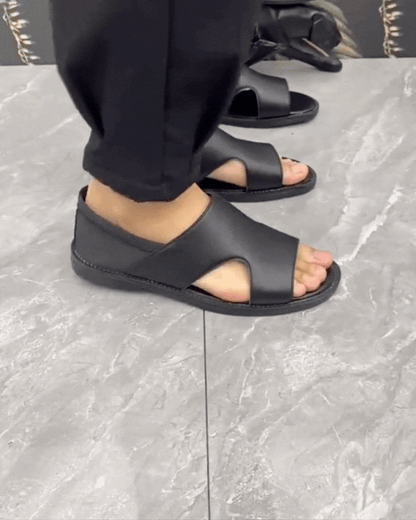 【38-44】2025 Vară Sandale Bărbați Piele de vacă Respirabil Hollow Anti-alunecare Casual