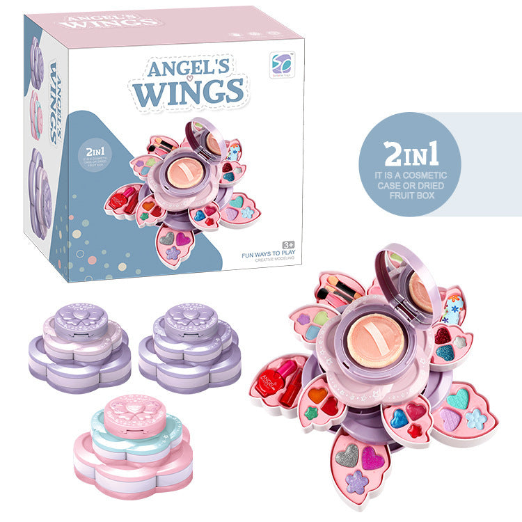 👸💄🎁Obrotowy zestaw kosmetyków dla dzieci z kwiatowym wzorem, zabawki do makijażu, akcesoria dla księżniczek, prezenty świąteczne