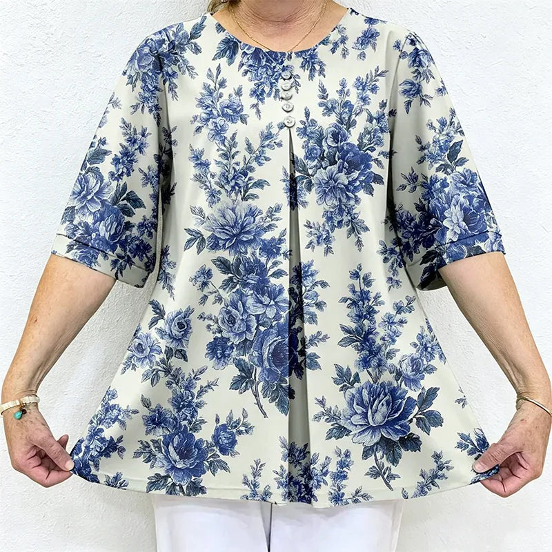 Damski letni top – wygodny, elastyczny i swobodny, o eleganckim, wyszczuplającym kroju.