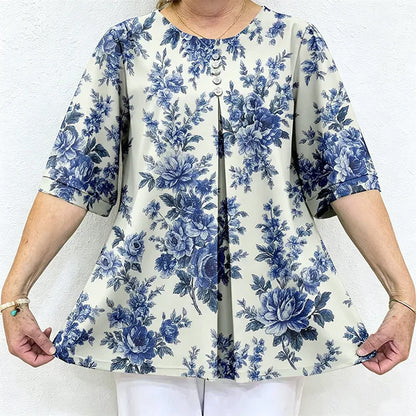 Damski letni top – wygodny, elastyczny i swobodny, o eleganckim, wyszczuplającym kroju.