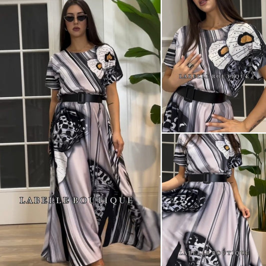 🔥👗[S-5XL]Wysokiej jakości satynowa sukienka z nadrukiem
