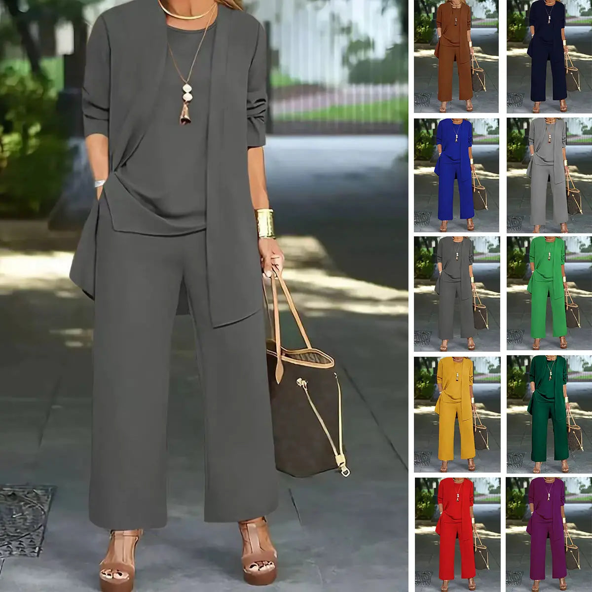 🧥【S-5XL】Elegancki damski komplet trzyczęściowy, luźny krój🍂 – Kup jeden, a drugi dostaniesz za pół ceny