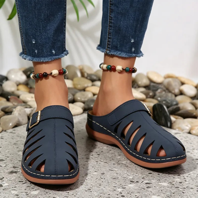 👡 Letnie chodaki z naturalnej skóry bydlęcej – ażurowy fason z zapięciem na rzep, anatomiczna podeszwa redukująca zmęczenie, 5 kolorów, rozmiary 36–43! ☀️✨