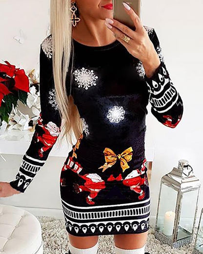🔥【S-5XL】Vestido navideño de manga larga de otoño e invierno 2025