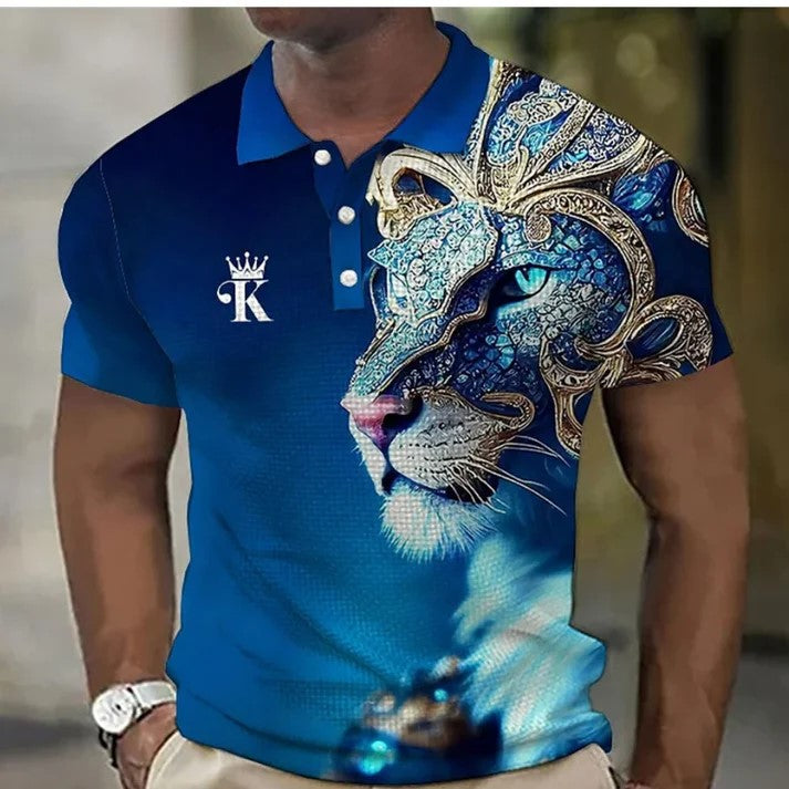 🔥🔥【Korlátozott idejű ajánlat】3D oroszlán mintás férfi póló