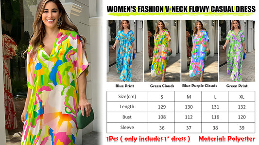 👗【50-90kg】2024 nowa damska letnia modna sukienka z dekoltem w szpic