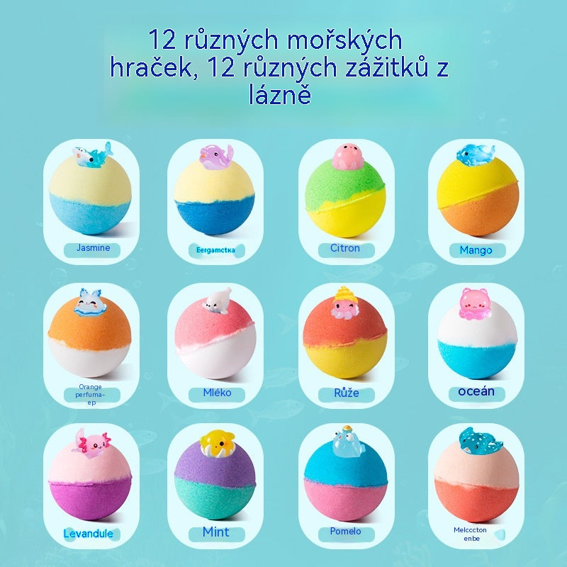 🛀💕12 kusů kuliček koupelové soli ve tvaru mořských živočichů (50g/kulička) pro děti.