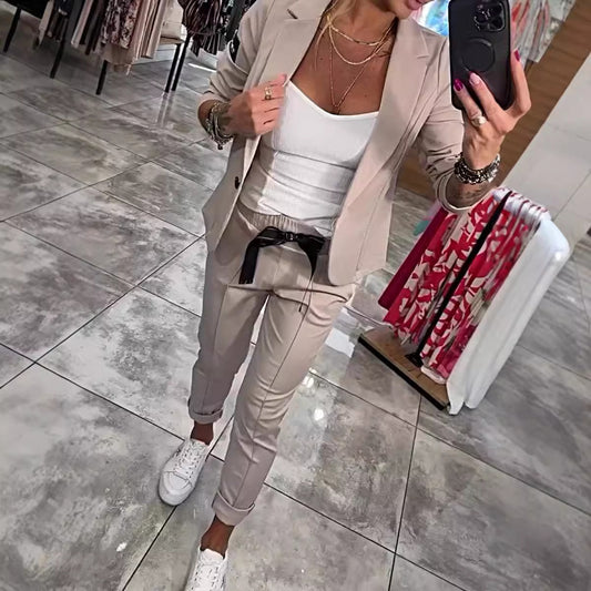 💥Wyprzedaż -49%✨【S-3XL】Kurtka i spodnie damskie casualowe (komplet 2 części)