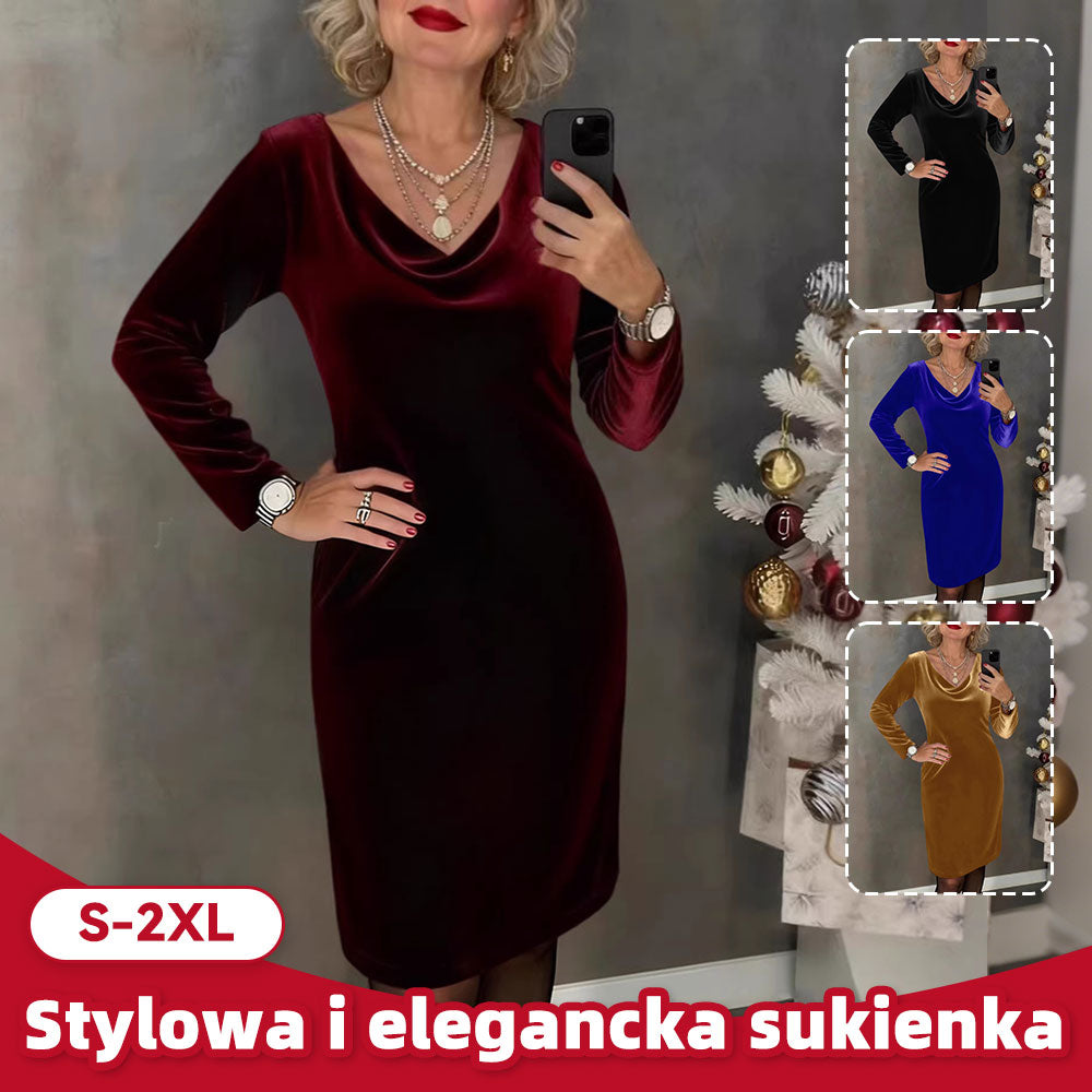 ✨【S-2XL】 Sukienka z weluru 2026 | Długie rękawy | Seksuacyjny & Elegancki Styl ✨