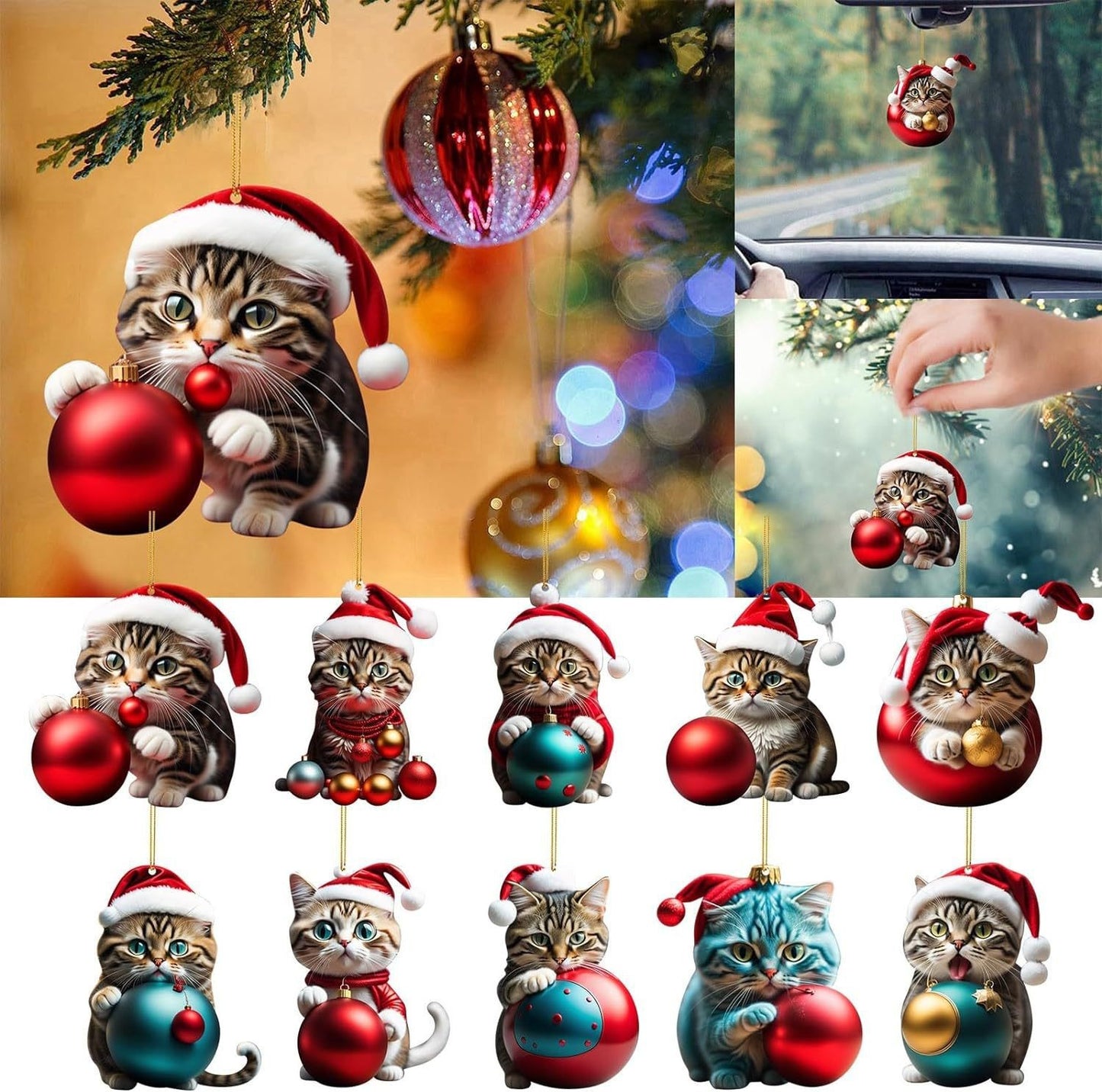 🎄10 pcs😻 Kocie ozdoby choinkowe. Wiszące ozdoby dla kotów