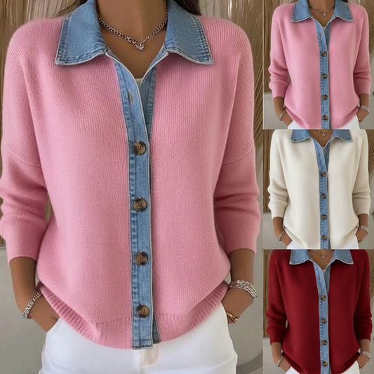 🔥【S-3XL】Oferta por tiempo limitado: Cárdigan de patchwork de mezclilla nuevo 2025