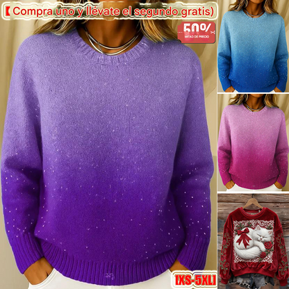🔥【XS-5XL】Suéter de punto de cuello redondo con estampado de cielo estrellado degradado