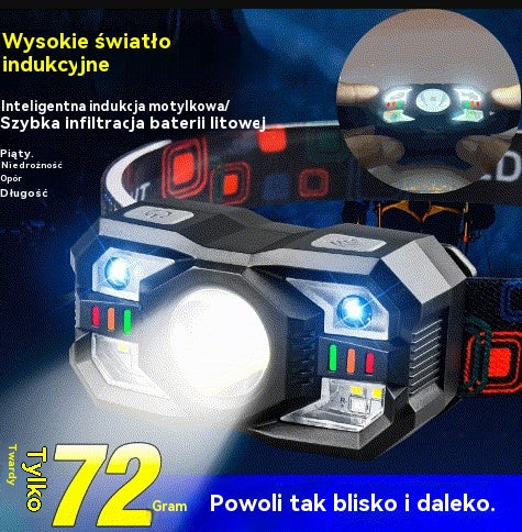 💡🌟【Kup 1, a otrzymasz 1 gratis】🔥🔥Inteligentna lampa indukcyjna o długim czasie pracy baterii, montowana na głowie, nocna latarka wędkarska
