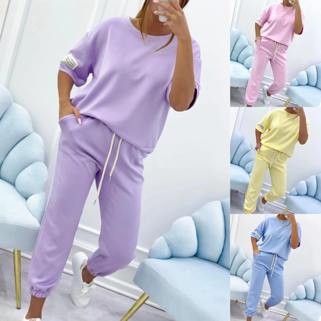 ✨【S-5XL】 Damski zestaw casualowy z jednolitym topem i spodniami