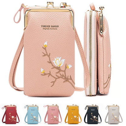 🎁【Kup 1, otrzymaj 1 gratis】👜 Portfel damski typu crossbody ze skóry bydlęcej z haftem i paskiem na ramię, model 2025