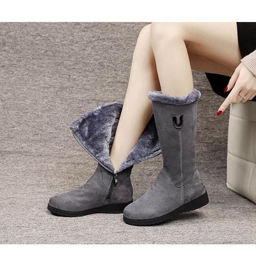🎁✨Descuento de invierno 49% [35-41] Botas de nieve cálidas de invierno para mujer, botas Martin con tacones medios y de cuña, cremallera antideslizante