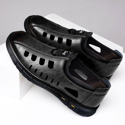 【38-44】2025 Vară Sandale Bărbați Piele de vacă Respirabil Hollow Anti-alunecare Casual