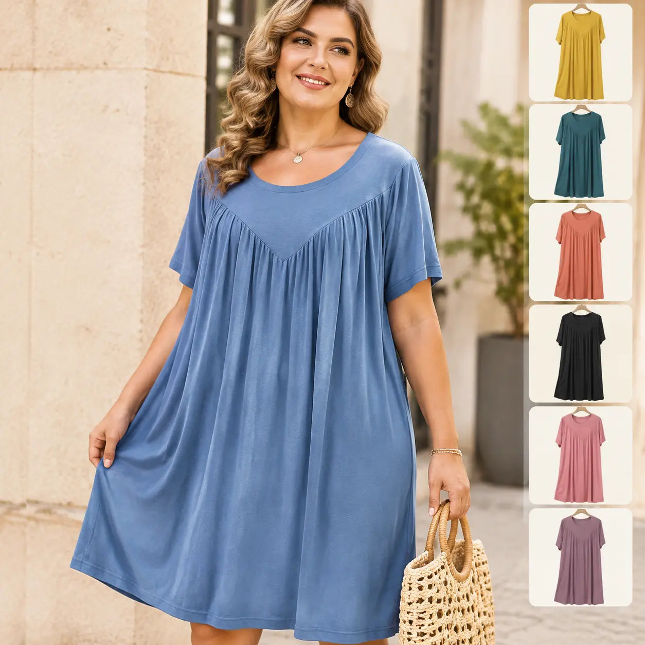 【Compra uno y llévate otro gratis】 [S-4XL] [40-180 kg] Vestido pijama de manga corta, suave y cómodo.