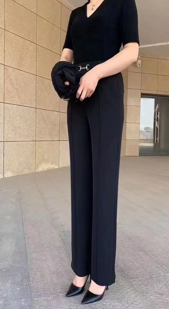 🔥【M-4XL】👖🎁Nové vysoce kvalitní rovné kalhoty, letní venkovní volnočasové kalhoty, jednoduché úzké kalhoty s vysokým pasem
