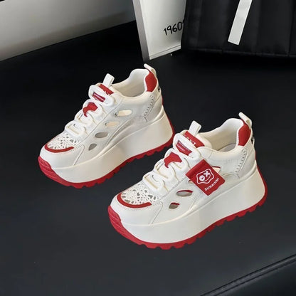 👟【35-40】 Nyári alkalmi cipők – Légáteresztő, perforált kialakítás vastag talppal; stílusos és modern, lélegző és kényelmes.