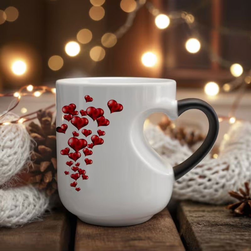 📢📢50% zniżki!!! ⏰ Walentynkowy ceramiczny kubek w kształcie serca, zmieniający kolor💝✨