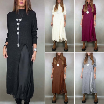 【XS-3XL】👗Nuevo conjunto de encaje, diseño con aberturas, estilo suéter, conjunto de dos piezas vestido-suéter con tirantes y abertura