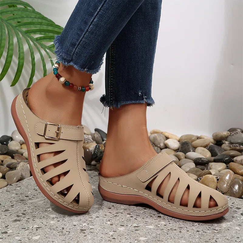 👡 Letnie chodaki z naturalnej skóry bydlęcej – ażurowy fason z zapięciem na rzep, anatomiczna podeszwa redukująca zmęczenie, 5 kolorów, rozmiary 36–43! ☀️✨