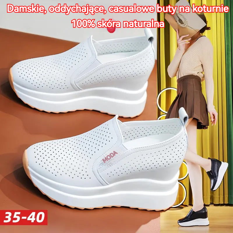 【35-40】2025 casualowe buty na koturnie dla kobiet, 100% skóra naturalna🔥 Darmowa wysyłka. ✅Płatność przy odbiorze