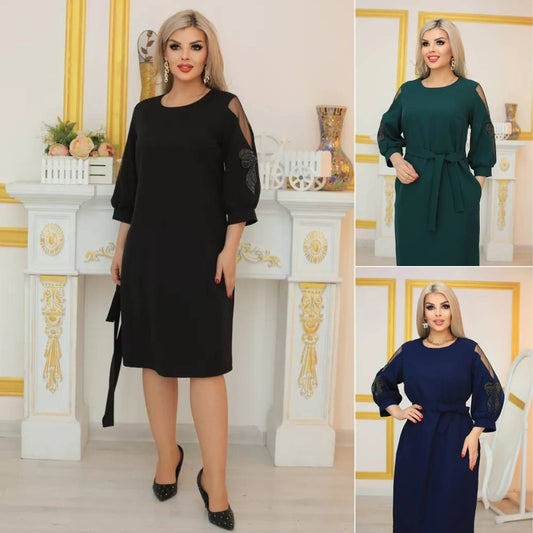 🌈💐【S-5XL】Nowa modna ciepła sukienka w jednolitym kolorze
