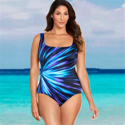🌴🔥【L-5XL】Jednoczęściowy kostium kąpielowy w gradientowe paski