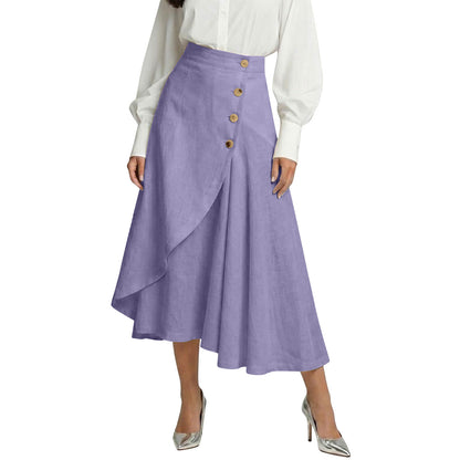 【S-3XL】Nueva falda midi elegante plisada de talle alto de algodón y lino, nueva colección 2026