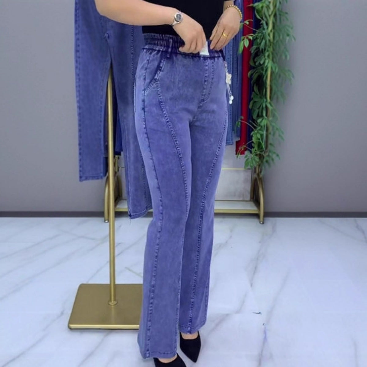 👖Poslední den – sleva 50 %!【S-4XL】Dámské strečové džíny s vysokým pasem