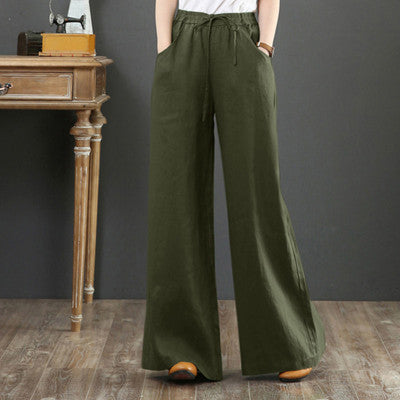 🔥🔥👖【S-3XL】Jarní a letní ležérní bavlněné a plátěné kalhoty větší velikosti, široké nohavice✅【40-90kg】