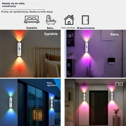 💥【4 za】Dwugłowa lampa ścienna w kształcie kociego oka, ładowalna, wejściowa, z inteligentnym czujnikiem ruchu, lampka nocna